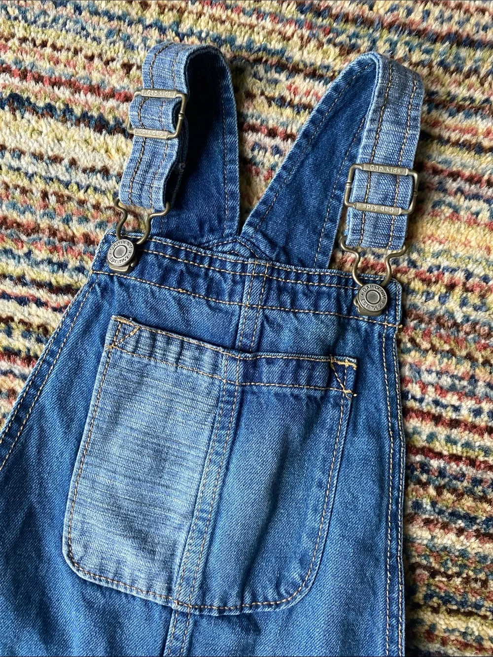 GAP Kids Denim Blue Overalls with Contrast Stitching